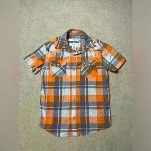 Short Sleeve Dress Shirt by Ditch Plains, Boys Sz 4/5 Snap Down Plaid  A0030